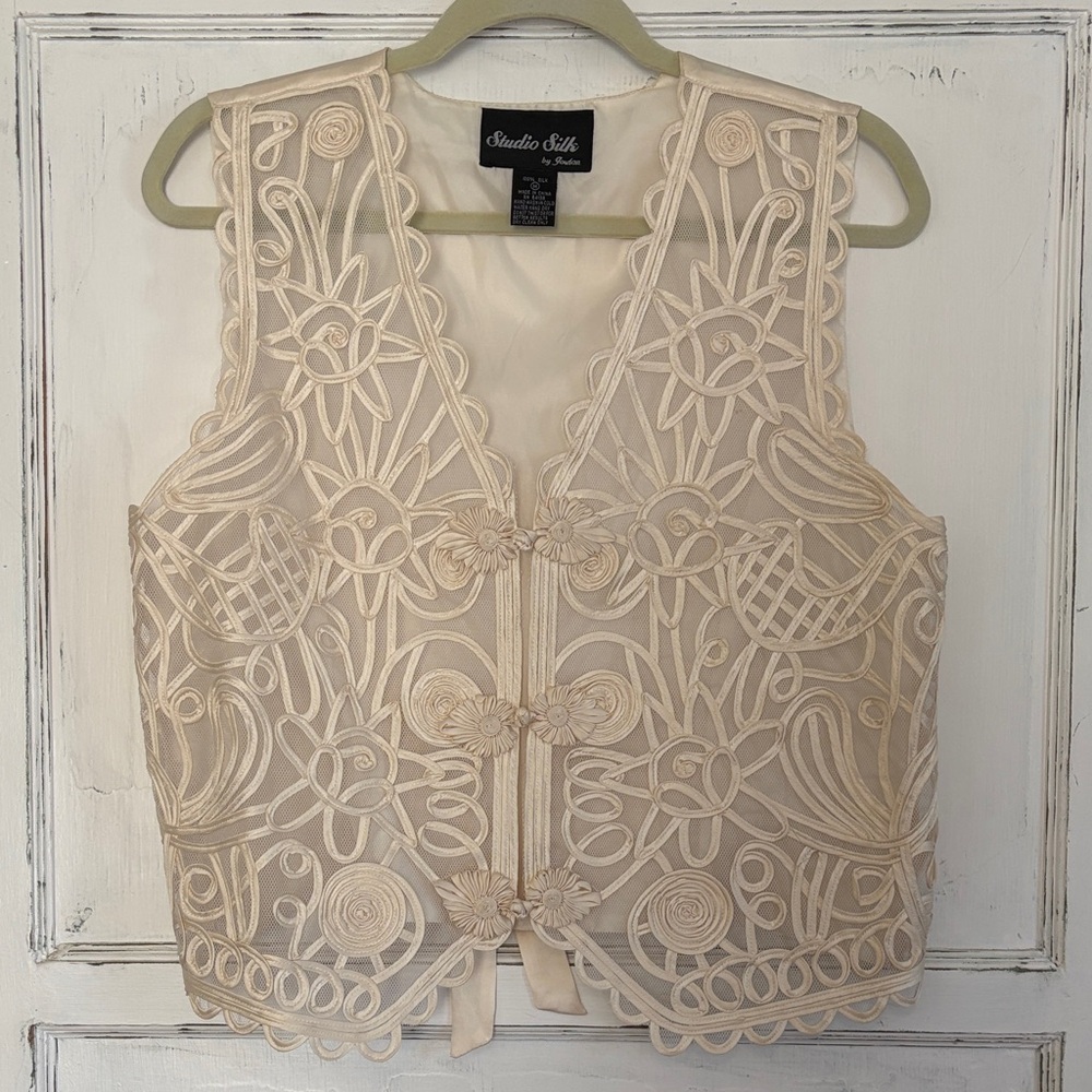 by RH Studio Embroidered Cream Vest